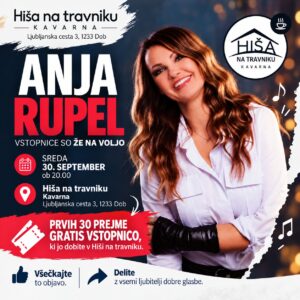 Anja Rupel – nastop v Hiši na travniku v Dobu 30. septembra 2026